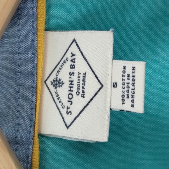 St John's Bay button down cotton blouse size small long sleeve collared green - Picture 5 of 8